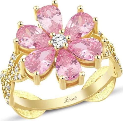 Altın Pembe Damla Taşlı Yüzük