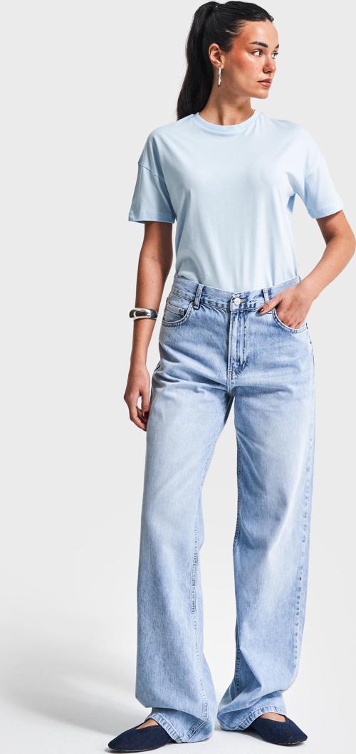 Kadın Snow Kot Rengi V-4S5-3 Loose Fit Viscon Kumaş Denim Jean