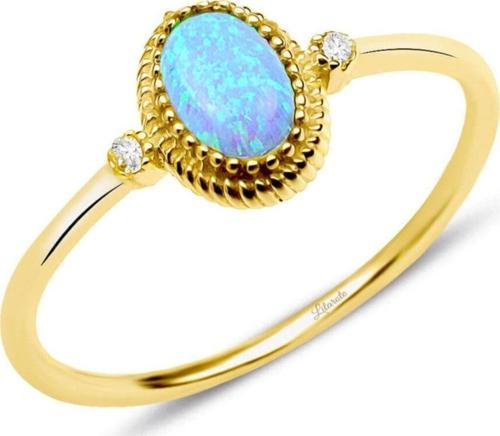 Mavi Opal Taşlı Oval Trend Yüzük