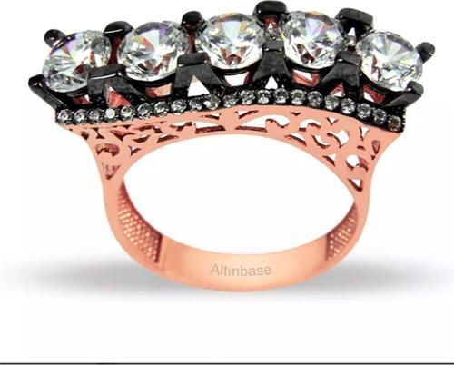 14 K Rose Altın Beştaş Yüzük – Dalgalı Model