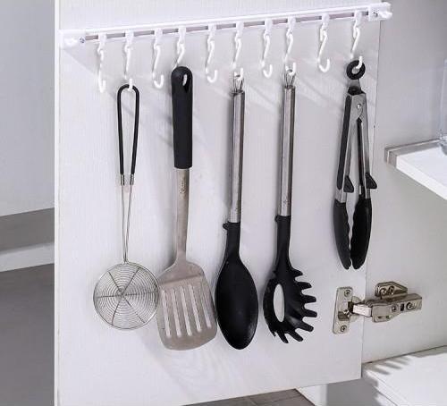 Ayarlanabilir Kendinden Yapışkanlı 10 Kancalı 40 cm Pratik Askı Mutfak Banyo Takı Askısı