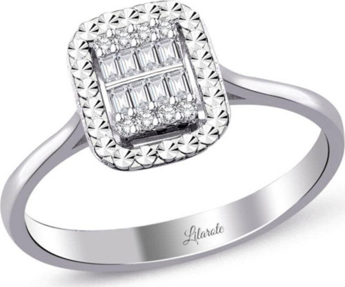 0.12 Ct. Modern Tasarım Baget Kare Tektaş Yüzük
