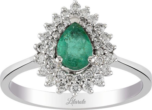 0.45 Ct Pırlantalı Zümrüt Yüzük
