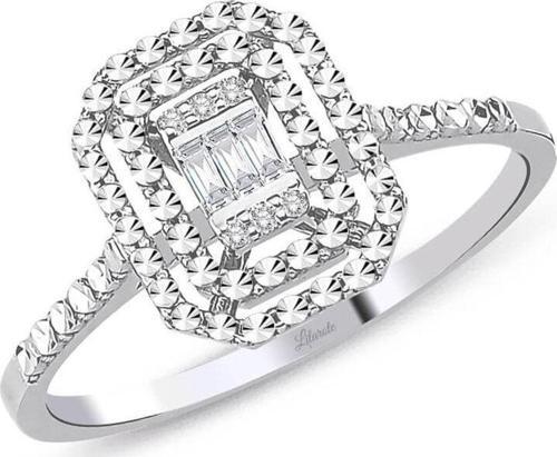0.05 Ct Modern Tasarım Baget Kare Tektaş Yüzük