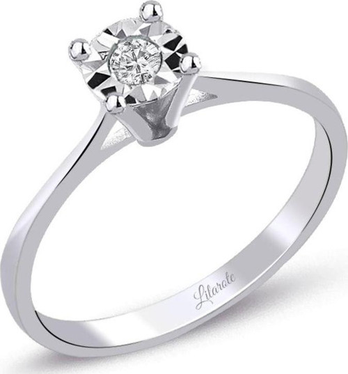 0.06 Ct. Modern Tasarım Yuvarlak Tırnaklı Tektaş Yüzük