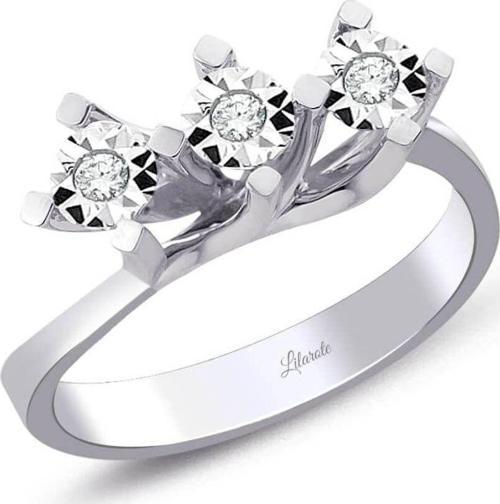 0.15 Ct Pırlanta Üçtaş Lazerli Yüzük