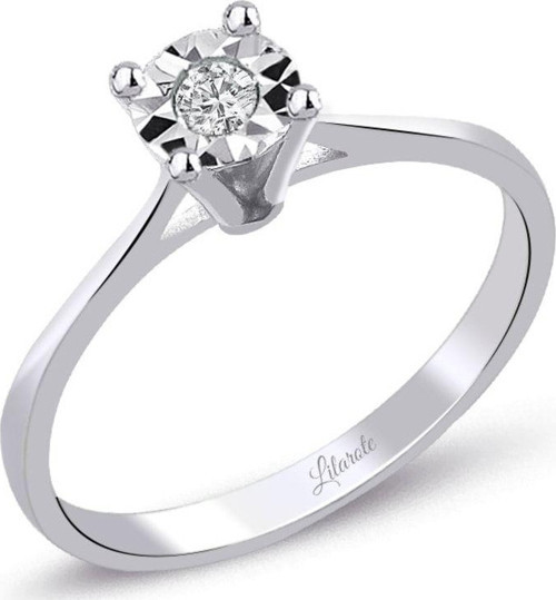 0.06 Ct. Modern Tasarım Yuvarlak Tırnaklı Tektaş Yüzük