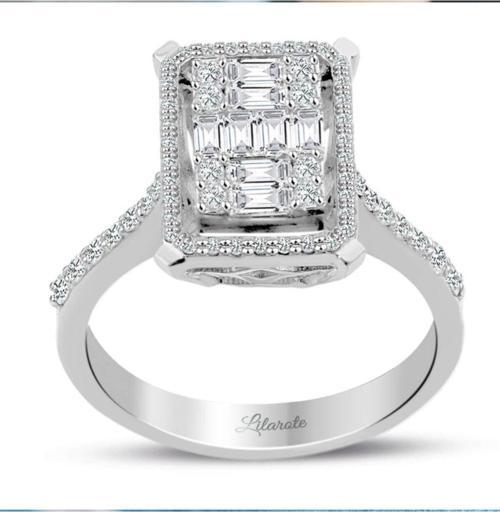 0.80 Ct Modern Tasarım Baget Kare Tektaş Yüzük