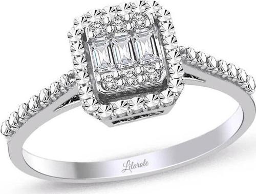 0.18 Ct Kalemli Tasarım Baget Kare Tektaş Yüzük