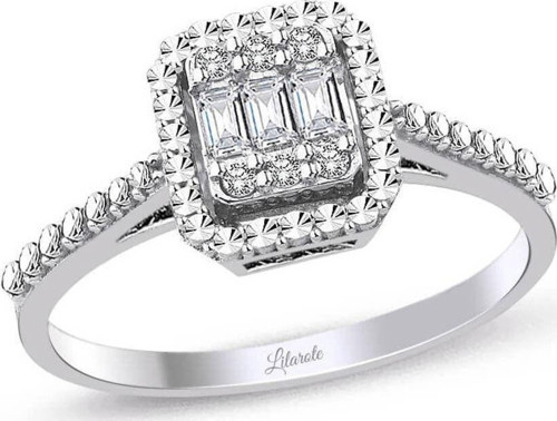 0.18 Ct Kalemli Tasarım Baget Kare Tektaş Yüzük