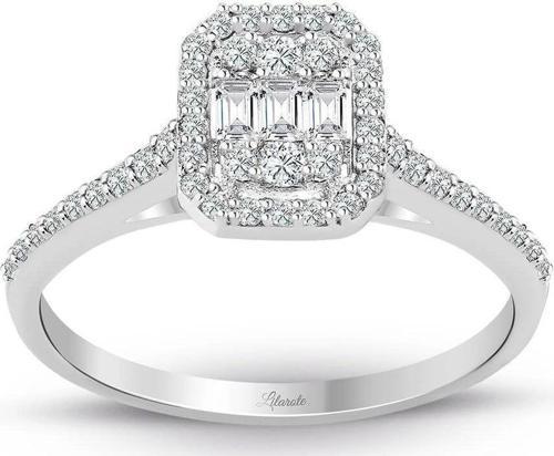 0.34 Ct. Modern Tasarım Baget Kare Tektaş Yüzük