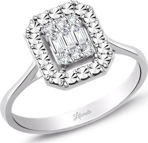0.15 Ct. Modern Tasarım Baget Kare Tektaş Yüzük