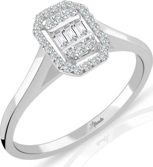 Modern Tasarım 0.15 Ct Baget Kare Tektaş Yüzük