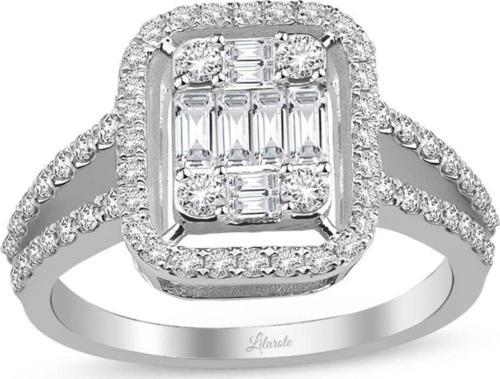 Lilarote 0.85 Ct Baget Pırlanta Modern Tasarım Yüzük