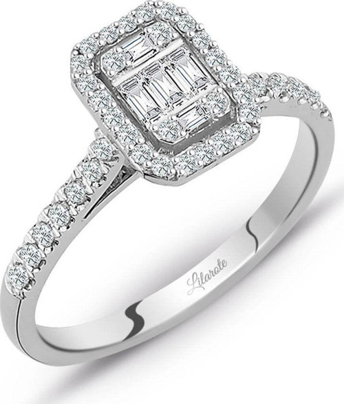 Modern Tasarım Baget Kare Tektaş Yüzük 18 K