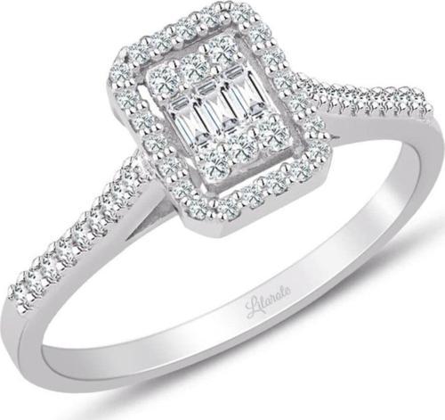 0.32 Ct Modern Tasarım Baget Kare Tektaş Yüzük