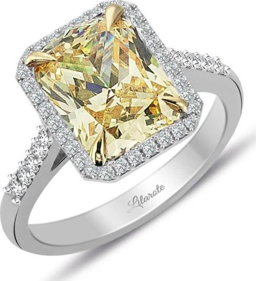 Pırlanta Ve Sarı Topaz Baget Kesim Tektaş Yüzük