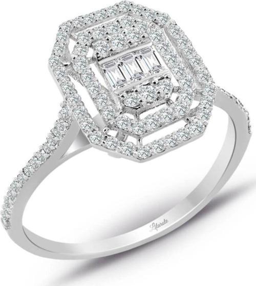 0.45 Ct Modern Tasarım Baget Kare Tektaş Yüzük