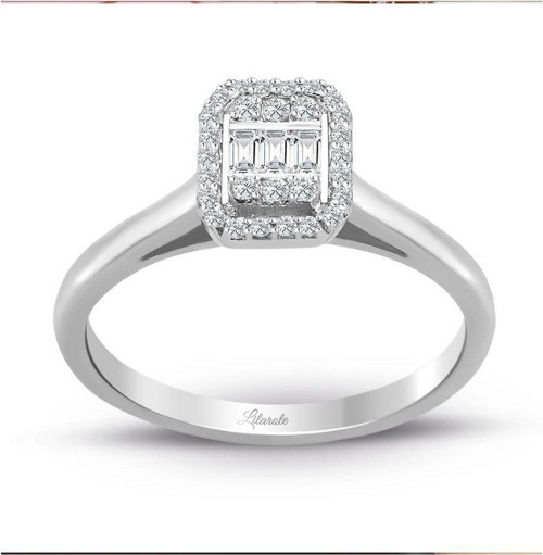 0.20 Ct Baget Kare Tektaş Yüzük Modern Tasarım