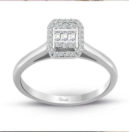 0.20 Ct Baget Kare Tektaş Yüzük Modern Tasarım