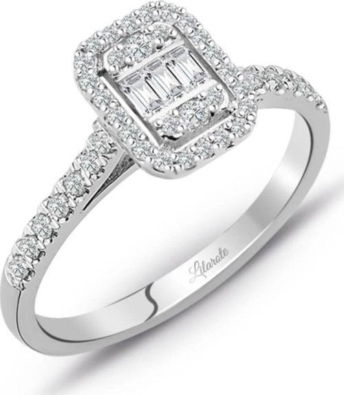 Modern Tasarım 0.32 Ct Baget Kare Tektaş Yüzük