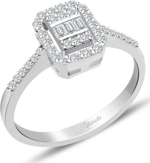 0.35 Ct. Modern Tasarım Baget Kare Tektaş Yüzük