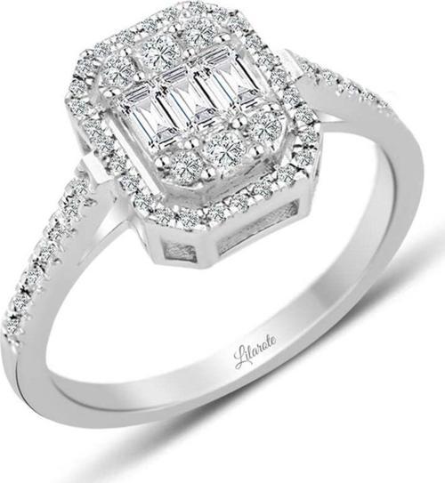 0.55 Ct Modern Tasarım Baget Kare Tektaş Yüzük