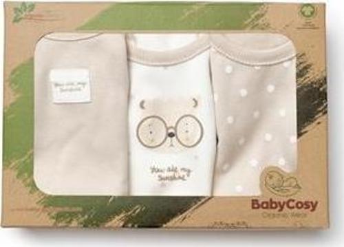 Bebek 3lü Askılı Badi Kutu Set %100 Organik Pamuk, Bebek ve Yenidoğan Serisi -CSY8119