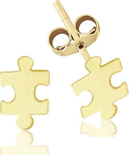 Altın Taşsız Puzzle Küpe
