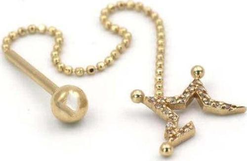 Yarım Yıldız Tragus Altın Küpe