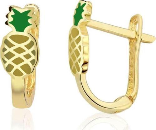 Ananas Figürlü Çocuk Altın J Küpe