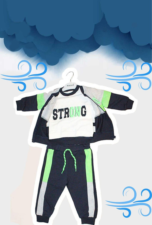 Mevsimlik 3'Lü Takımı 3-6 Ay, 6-12 Ay, 12-18 Ay, 18-24 Ay Strong Rüzgarlık Erkek Çocuk Giyim