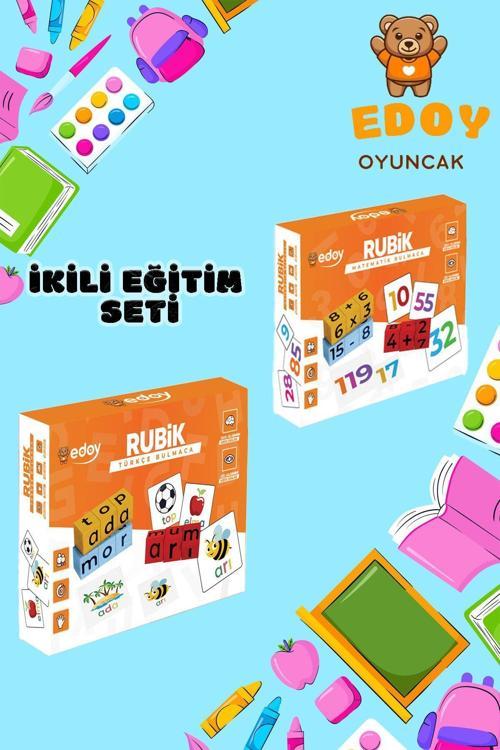 Montessori Eğitici İkili Oyuncak Seti-Rubik Matematik Bulmaca Ve Rubik Türkçe Bulmaca Kutu Oyunu