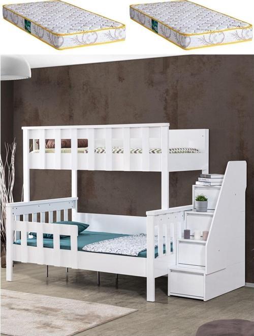 Mdf Profil Ranza, Deluxe Ayrılabilir Ranza - Beyaz + 2 Adet Comfort Yatak