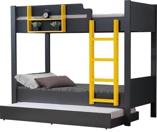 Ranza, Asya Ayrılabilir Yavrulu Ranza, Antrasit - Sarı + 2 Adet Comfort Yatak