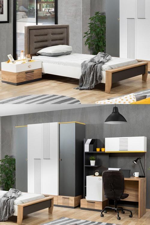 Relax Genç Odası - 4 Kapılı Dolap, Karyola, Komodin, Masa