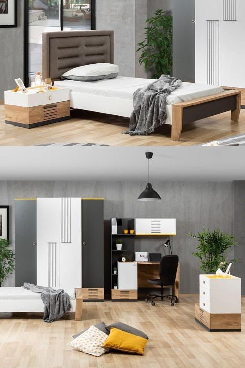 Relax Genç Odası - 4 Kapılı Dolap, Karyola, Komodin, Şifonyer, Çalışma Masası