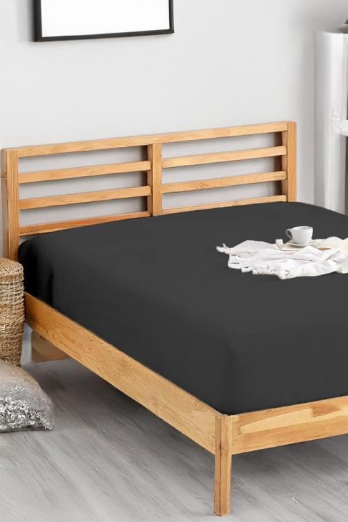 Penye Lastikli Çarşaf Pamuklu Jersey Süper Battal Kişilik 200x200cm Antrasit