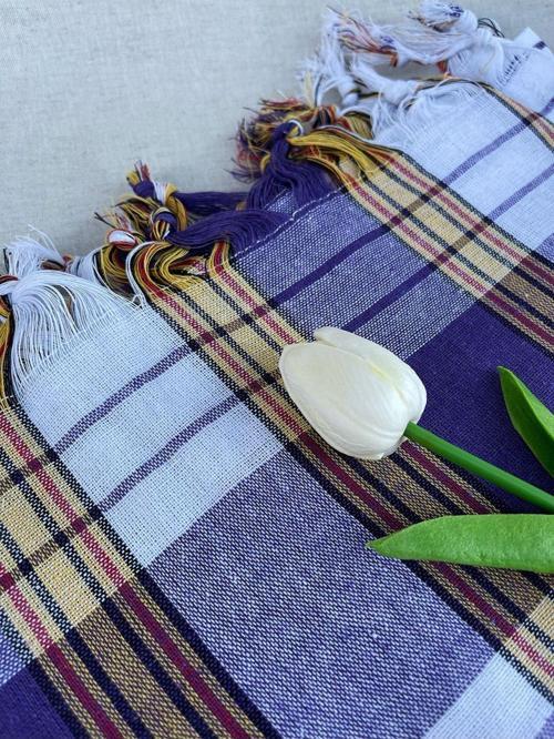 Kalın Jakarlı Hamam Peştemali- 75X180Cm- Mor Peştemal- Pamuklu