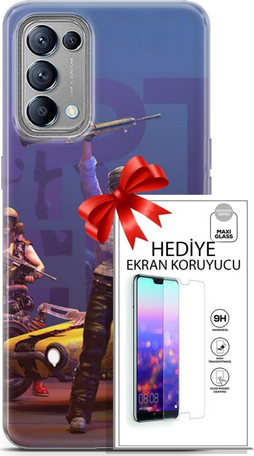 Oppo Reno 5 Kılıf Orijinal Seri Pubg 05 Silahlı Karakter Koruma Kılıfı + Ekran Koruyucu