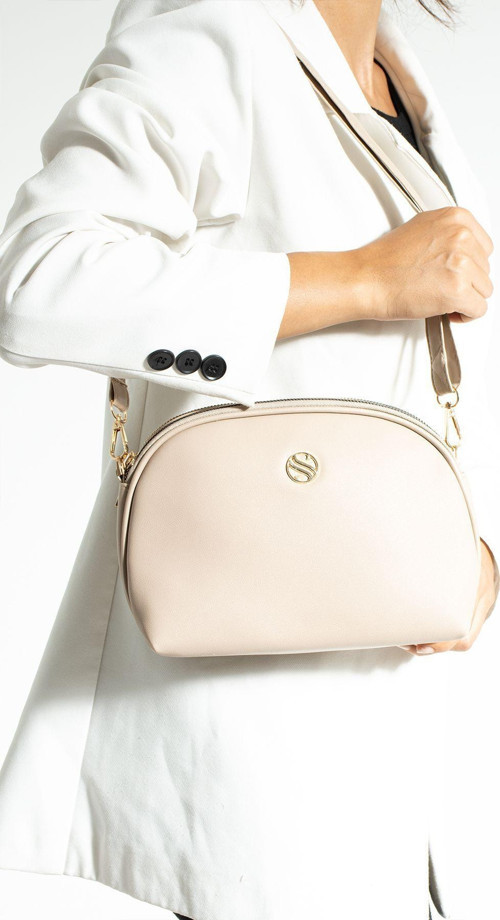 Kadın Çapraz Askılı 3 Gözlü Çift Metal Fermuarlı Gold Aksesuar Omuz Çantası