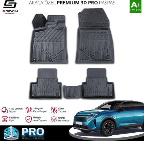 S-Dizayn Peugeot 3008 3 3D Pro Havuzlu Paspas 2024 Üzeri A+ Kalite