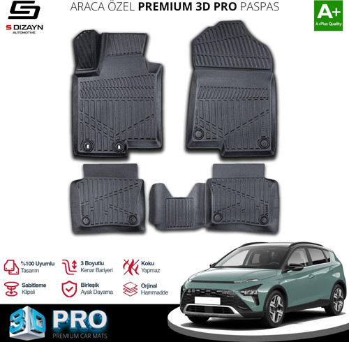 S-Dizayn Hyundai Bayon 3D Pro Havuzlu Paspas 2021 Üzeri A+ Kalite