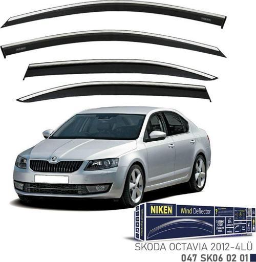 Niken Skoda Uyumlu Octavia -2012 2019 Kromlu Cam Rüzgarlığı 4'Lü