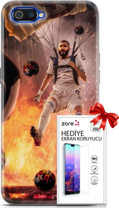 Realme C2 Kılıf Orijinal Seri Supers 03 Karim Benzema Real Madrid Arka Kapak + Ekran Koruyucu