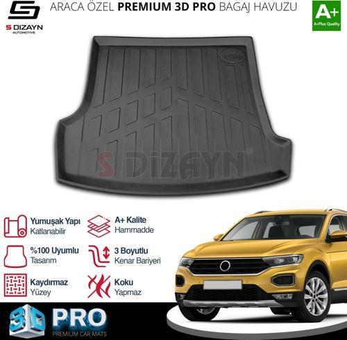 S-Dizayn VW T-Roc 3D Pro Bagaj Havuzu Üst Bagaj 2019 Üzeri A+ Kalite