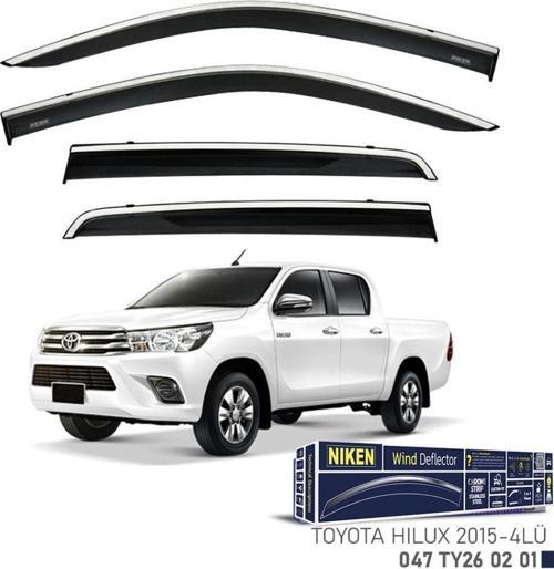 Niken Toyota Uyumlu Hilux -2015 Kromlu Cam Rüzgarlığı 4Lü Parça