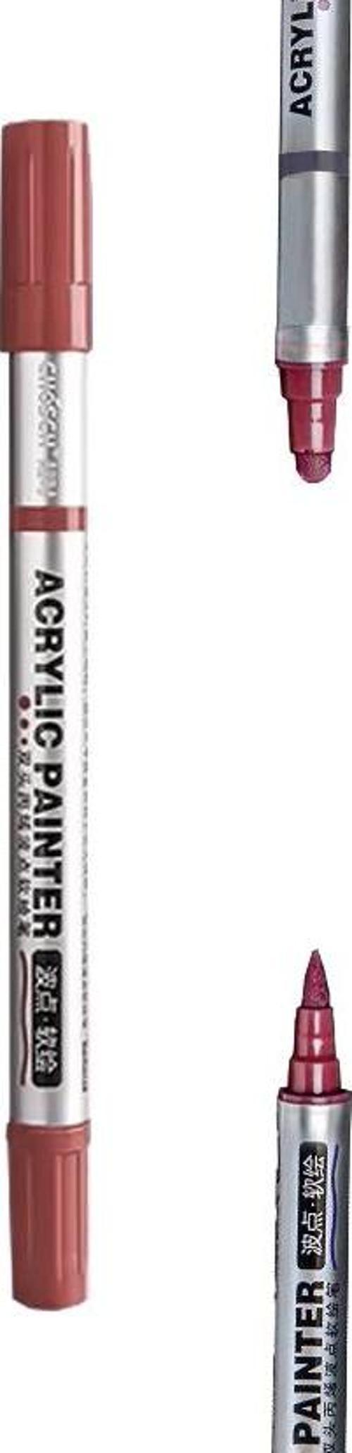 Çift Taraflı Akrilik Marker Kalemi - 1 Adet- Kahverengi