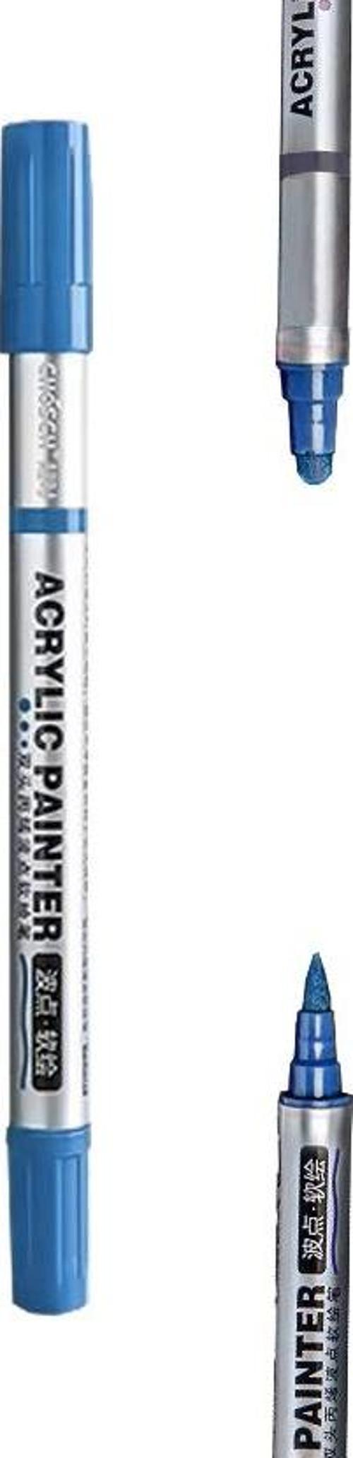 Çift Taraflı Akrilik Marker Kalemi - 1 Adet- Koyu Mavi