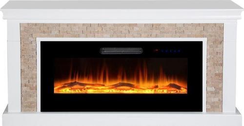Dekoratif Taşlı Kasalı, 150 Cm 8 Renkli Elektrikli Şömine Isıtıcı Bluetooth, Alev Sesi, Wifi
